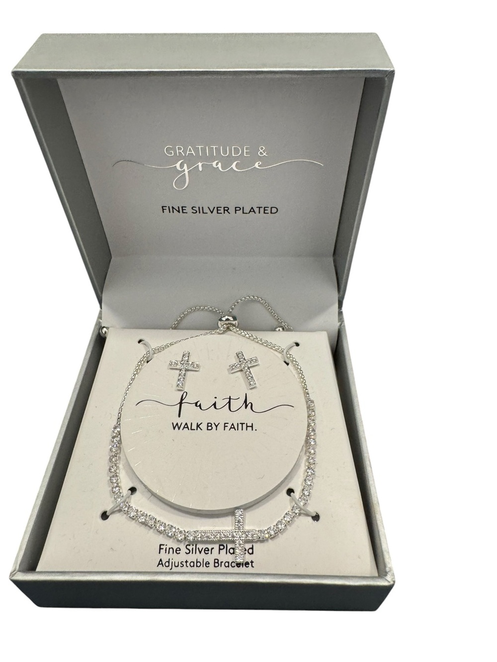 Silver Plated Cross Necklace and Earrings Set. NWT